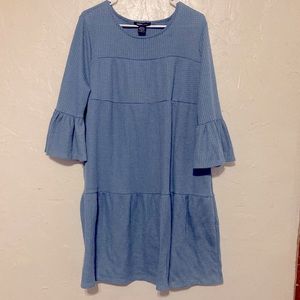Dusty Blue Waffle Knit Sweater Dress